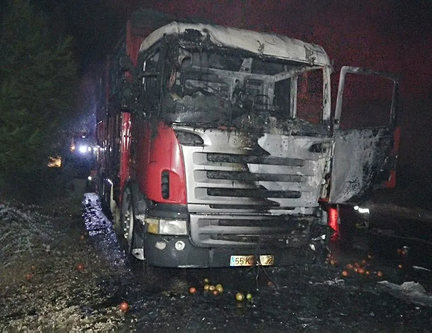 Mersin Erdemli ’de domates yüklü kamyon yandı!