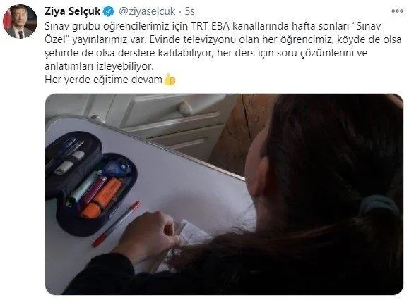 milli-egitim-bakani-ziya-selcuktan-ogrencilere-onemli-mesaj-trt-eba-kanallarinda-1606666595264.jpeg Milli Eğitim Bakanı Ziya Selçuk'tan öğrencilere mesaj: Hafta sonları TRT EBA kanallarında “Sınav Özel” yayınları var-3