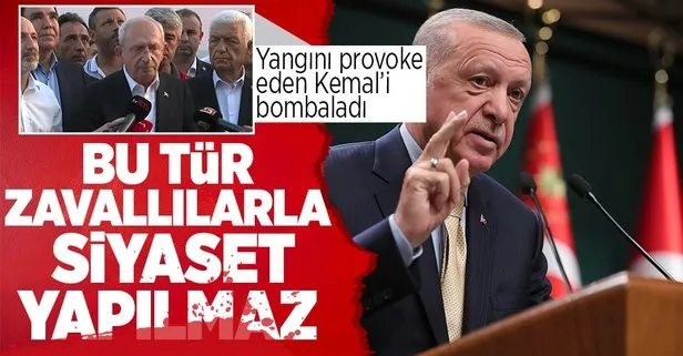 Başkan Erdoğan’dan Marmaris yangınını provoke eden Kemal Kılıçdaroğlu’na sert tepki: Bu tür zavallılarla siyaset yapılmaz