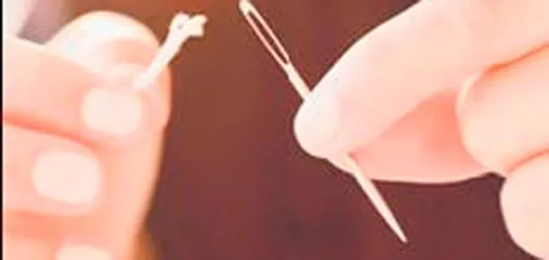 İğne deliğine sabunlu çözüm