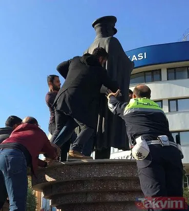 Atatürk heykeline çıkan balici linç edildi