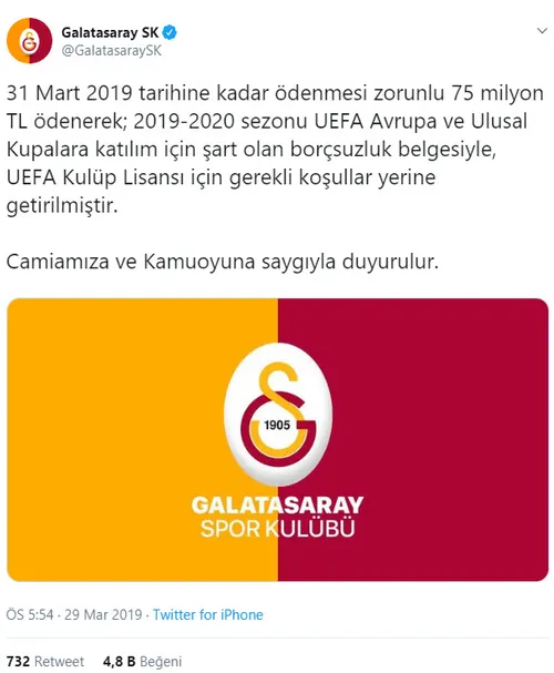 Galatasaray resmen duyurdu! 75 milyon TL ödendi...-1
