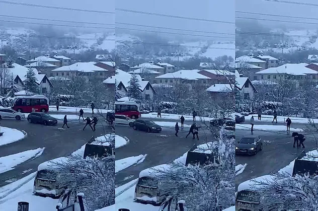 Tekme tokat birbirlerine girdiler! Çevredekiler film izler gibi seyretti