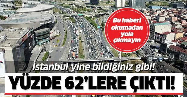 İstanbul’da haftanın son günü trafik kilitlendi! Yoğunluk yüzde 62’lere ulaştı!
