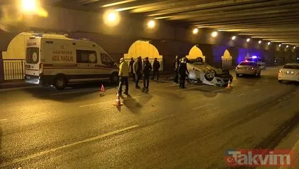 Yer: İstanbul Zeytinburnu... Takla atan otomobilin sürücüsü olay yerinden kaçtı!