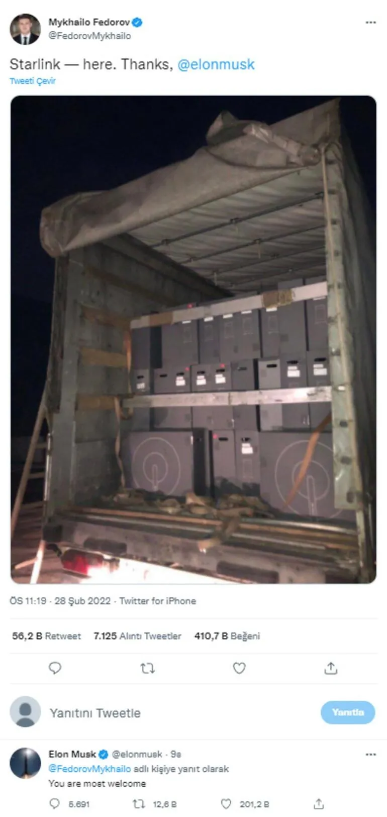 SpaceX’in Starlink’i Ukrayna’da! Twitter’da saatler içinde beğeni patlaması