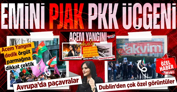 Takvim.com.tr PKK parmağına dikkat çekmişti! Brüksel'deki 'Mahsa Emini' gösterilerinde PJAK paçavraları: Dublin'den özel görüntüler