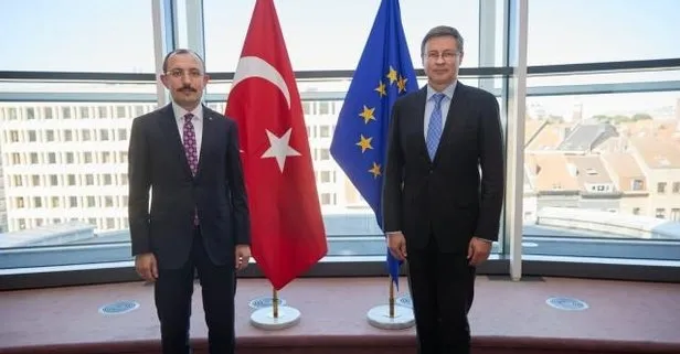 Ticaret Bakanı Mehmet Muş, Valdis Dombrovskis ile bir araya geldi