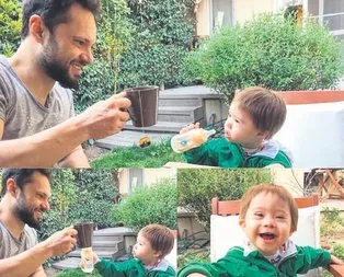 Baba-oğul bahçe keyfi