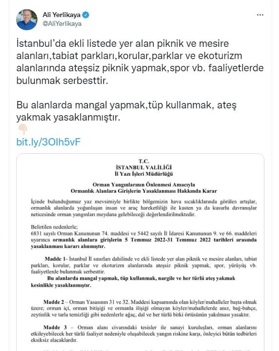 Son dakika: İstanbul'da ormanlara giriş yasağı! Vali Yerlikaya duyurdu: Ormanlara giriş yasağı 31 Temmuz'a kadar sürecek! İşte mangal yapmanın yasak olduğu yerler...-2