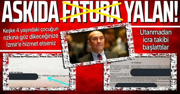Tunç Soyer’in “Askıda fatura”sı yalanmış! CHP'li İzmir Büyükşehir Belediyesi’nden 4 yaşındaki çocuğa icra takibi