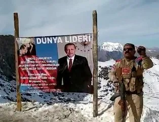 Terör örgütünden temizlenen bölgeye Başkan Erdoğan’ın posteri asıldı
