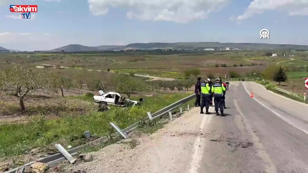 Kilis’te araç fıstık bahçesine devrildi: 4 yaralı
