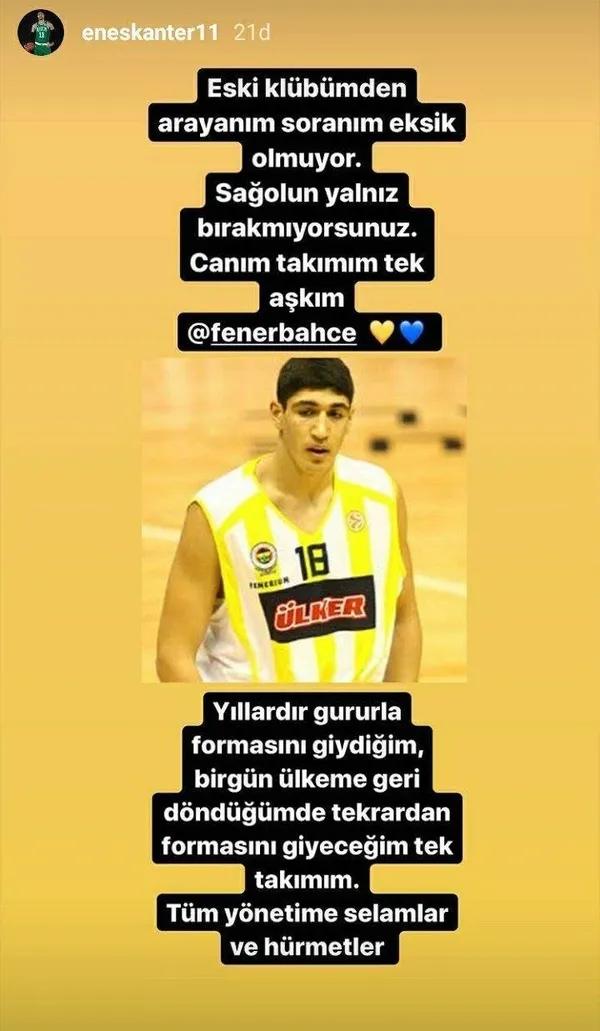 Fenerbahçe’den FETÖ’cü Enes Kanter’e cevap: Onun ve onun gibilere...