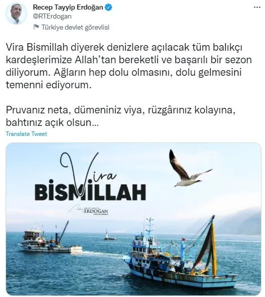 Son dakika: Başkan Erdoğan balıkçılara başarılı bir sezon diledi-1