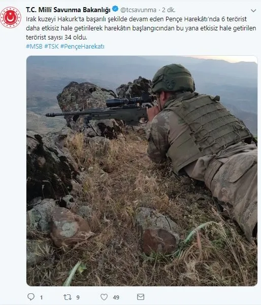 Son dakika haberi: Hakurk'a pençe harekatı sürüyor! İşte öldürülen terörist sayısı-1
