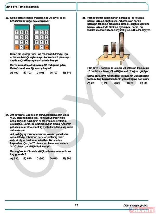 YKS çıkmış sorular ve cevaplar! 2018 YKS çıkmış sorular ve cevap anahtarı - 29
