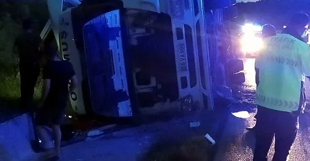 Samsun’da feci kaza: Tır devrildi! 1 kişi yaralandı