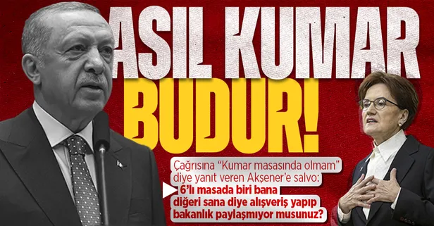 Son dakika: Başkan Erdoğan'dan Akşener'in 'kumar masası' sözlerine yanıt! Asıl kumar bakanlık paylaşmak