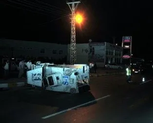 Korkutan kaza! Polis aracı takla attı