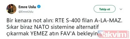 Türkiye’nin net duruşu S-400 alamaz diyen FETÖ’cüleri bozguna uğrattı! FETÖ’cü Emre Uslu sosyal medyada alay konusu oldu