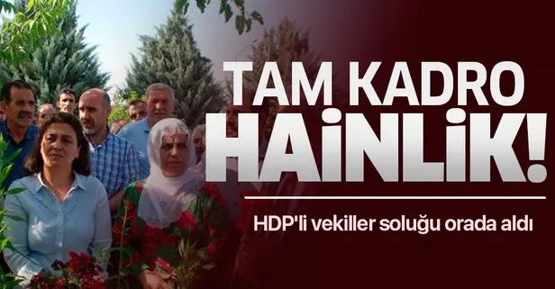 HDP’lilerden tam kadro hainlik! Hendek operasyonunda ölen teröristlerin mezarlarını ziyaret ettiler