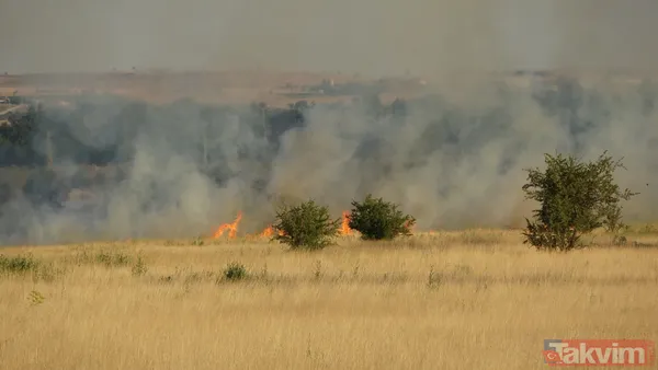 Uşak Havalimanı içerisindeki otluk alanda yangın: Olay yerinden görüntüler - 17
