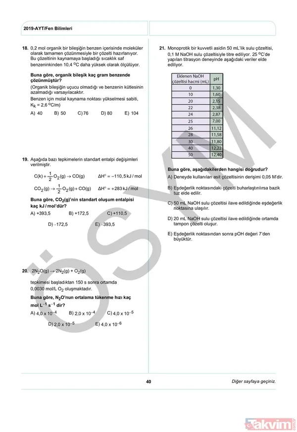 2019 YKS AYT soruları ve cevapları yayınlandı! İşte AYT soru ve cevap anahtarı... - 43