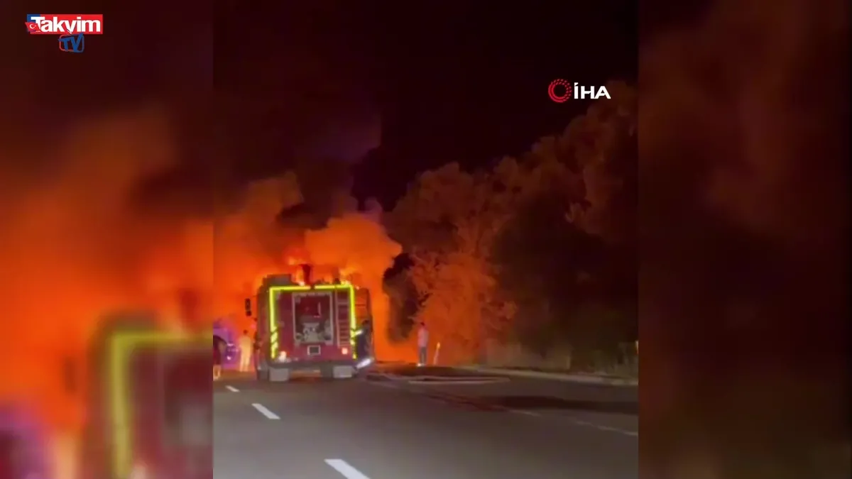 TEM Otoyolu'nda yolcu otobüsü yangını!