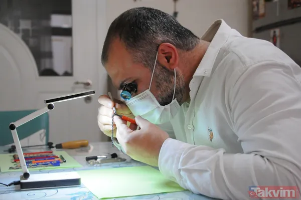 İnternetten görüp başladı! 7 yıldır kurşun kalem ucuna figürler işliyor! 200'ün üzerinde çalışması var - 25