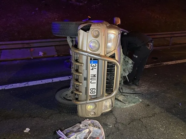 TEM'de feci kaza: Sürücüsünün direksiyon başında uyuduğu otomobil cipe çarptı-2