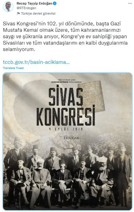 Başkan Erdoğan'dan 'Sivas Kongresi' mesajı! Dikkat çeken 2023, 2053 ve 2071 vurgusu-1