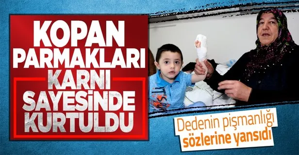 Kopan parmakları karnı sayesinde kurtuldu