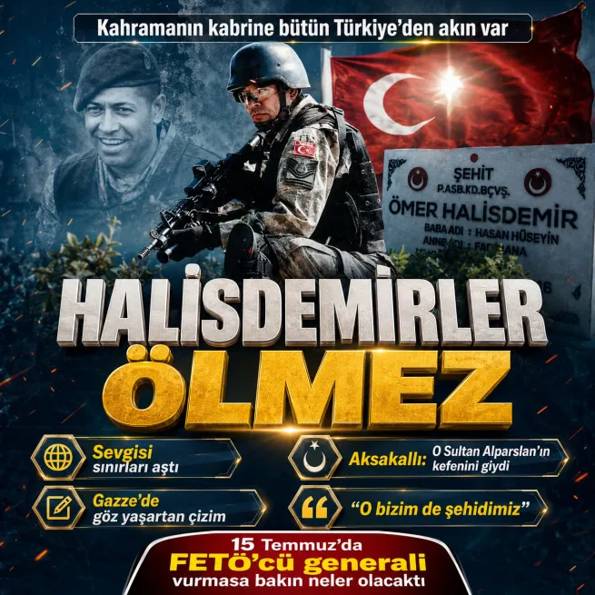 Türkiyeden Ömer Halisdemirin kabrine akın... Aksakallı: O Alparslanın kefenini giydi... Gazzeden duygulandıran çizim