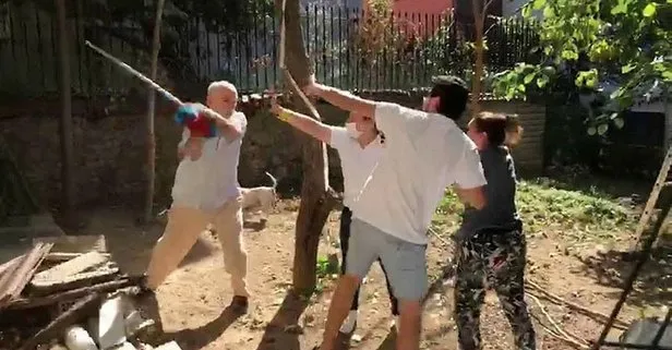 Beykoz’da komşular arasında kavga kamerada! Kadına sopa ile saldırdı