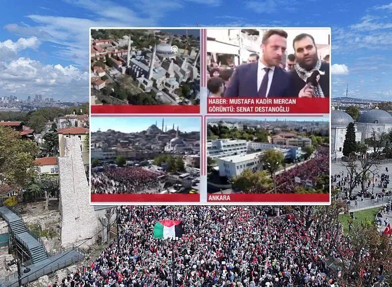 İstanbul'da Uluslararası Özgürlük Filosu'na destek yürüyüşü. (Takvim.com.tr)