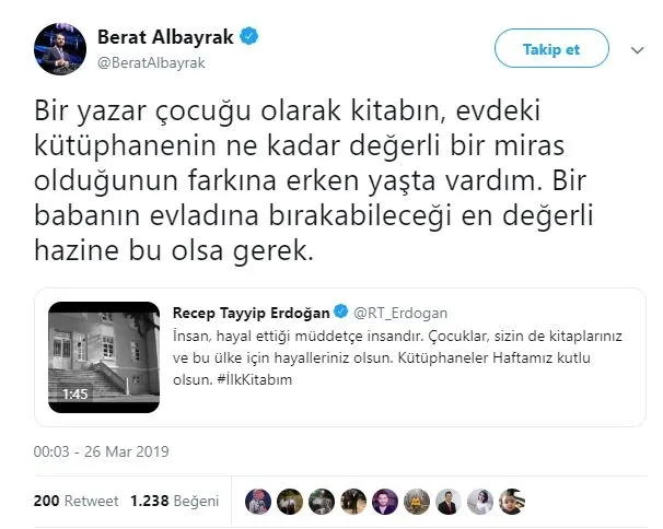 Bakan Albayrak Twitter’dan paylaştı: En değerli hazine bu olsa gerek