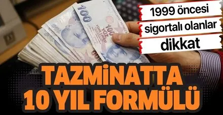 Tazminatta 10 Yil Formulu Takvim
