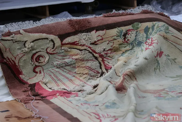 Tam 1 ton ağırlığında! Dolmabahçe Sarayı'nın en büyük halısı restore ediliyor - 5