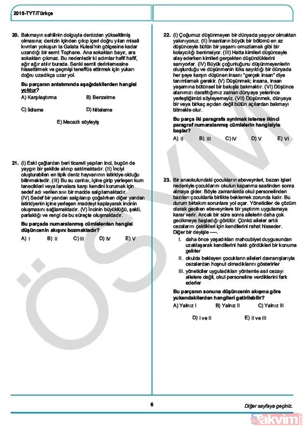 YKS çıkmış sorular ve cevaplar! 2018 YKS çıkmış sorular ve cevap anahtarı - 9