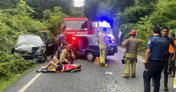 Sarıyer’de kafa kafaya kaza! İki araç birbirine girdi