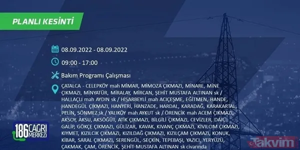 İSTANBUL ELEKTRİK KESİNTİSİ | 8-9 Eylül'de İstanbul'un 24 ilçesinde elektrikler kesilecek! Elektrik kesintileri nerede olacak? - 36