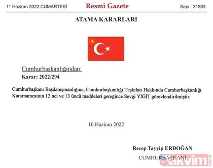 Başkan Recep Tayyip Erdoğan’ın imzasıyla yayımlanan Resmi Gazete’de atama kararları yer aldı