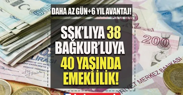 SSK'lıya 38, Bağkur'luya 40 yaşında emeklilik! Daha az gün + 6 yıl avantajla ekstra katkı! Hiç çalışmayan evli kadınlar da yararlanıyor! 2.160 gün...