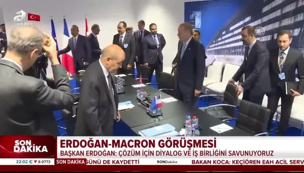 Başkan Recep Tayyip Erdoğan Fransa Cumhurbaşkanı Emmanuel Macron ile görüştü