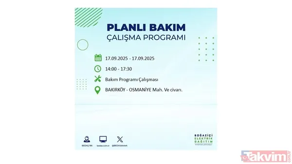 17 Eylül 2025 elektrik kesintisi bildirimi: İstanbul'da elektrik kesintisi olacak ilçeler hangileri? BEDAŞ mahalle mahalle listeledi - 12