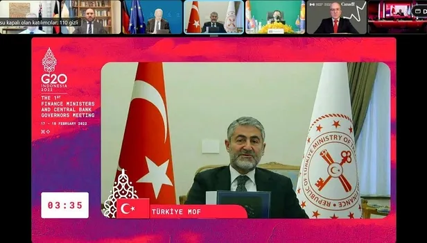 Hazine ve Maliye Bakanı Nureddin Nebati G20 Maliye Bakanları ve Merkez Bankası Başkanları Toplantısı'nda konuştu-2