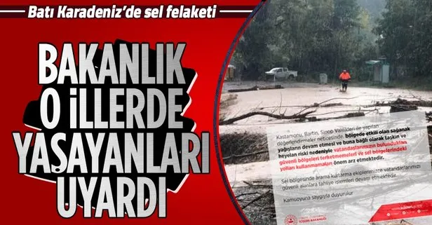 İçişleri Bakanlığı’ndan Kastamonu, Bartın ve Sinop’taki vatandaşlara ’sel’ uyarısı