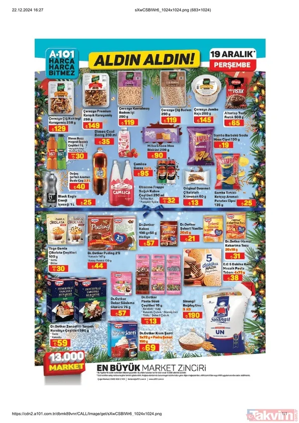 A101 21-27 Aralık 2024 İndirimli Ürünler Kataloğu: Bütün hindi 249 TL, meze çeşitleri 29.90 TL, dana sucuk 179 TL, büyük boy pizza 99 TL - 24