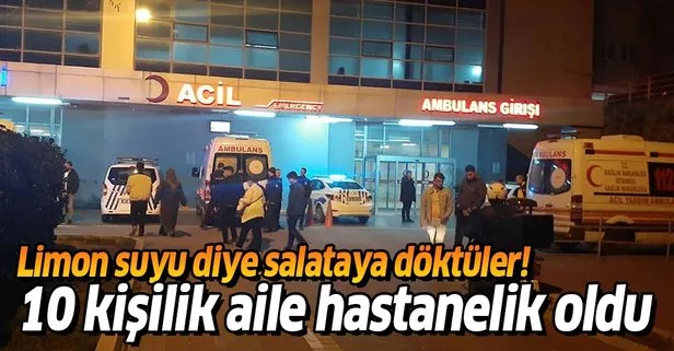 Limon suyu diye salataya döktüler! 10 kişi hastanelik oldu